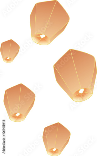 Chinese traditional sky lantern illustration