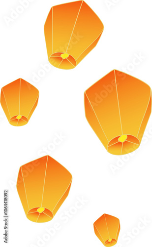 Chinese traditional sky lantern illustration