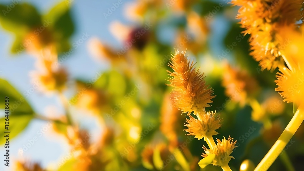 Goldenrod blooms brightly in a sunlit meadow, its delicate petals catching the morning light Goldenrod blooms brightly in a sunlit meadow, its delicate petals catching the morning light