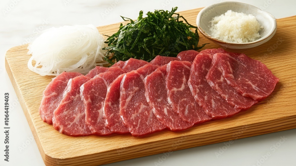 Fresh Raw Meat on a Wooden Cutting Board Fresh Raw Meat on a Wooden Cutting Board