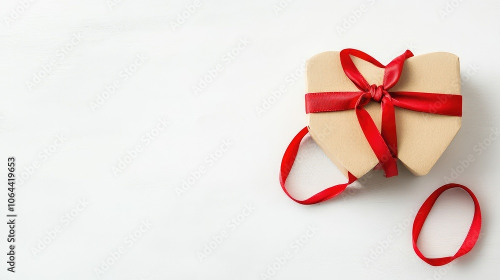 Heart-Shaped Gift Box with Red Ribbon Heart-Shaped Gift Box with Red Ribbon