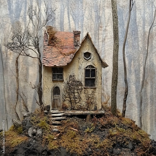 Enchanted Miniature House in a Whimsical Forest photo