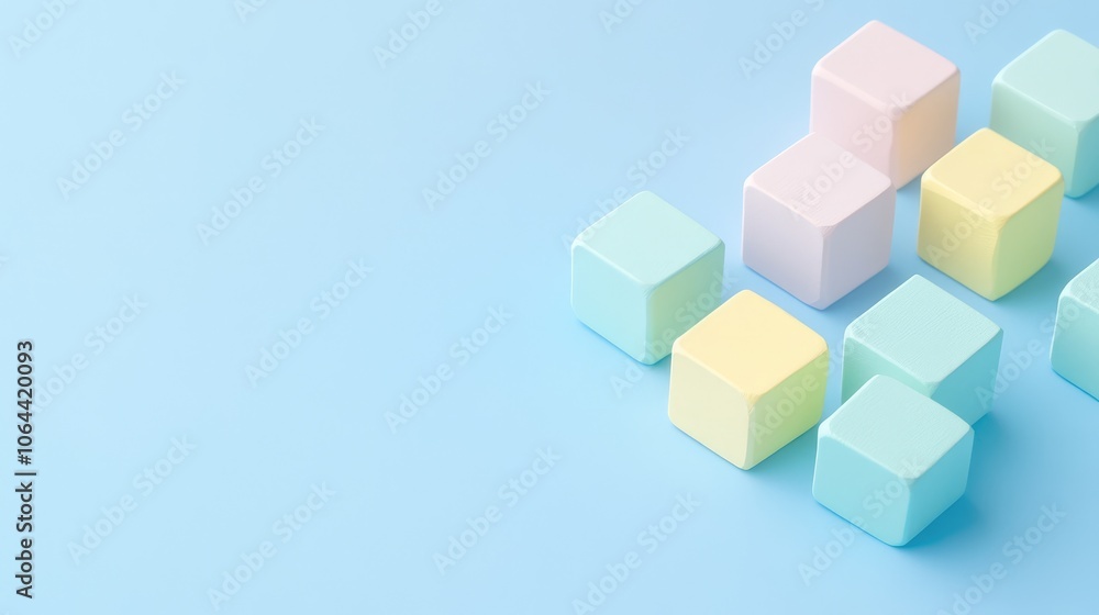 Obraz premium Pastel Cubes Arrangement on Soft Blue Background