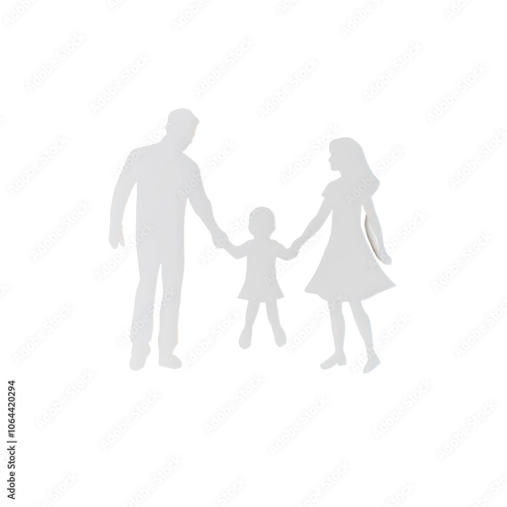 A silhouette of a family holding hands, symbolizing love and unity on a white isolated background. transparent background A silhouette of a family holding hands, symbolizing love and unity on a white isolated background. transparent background