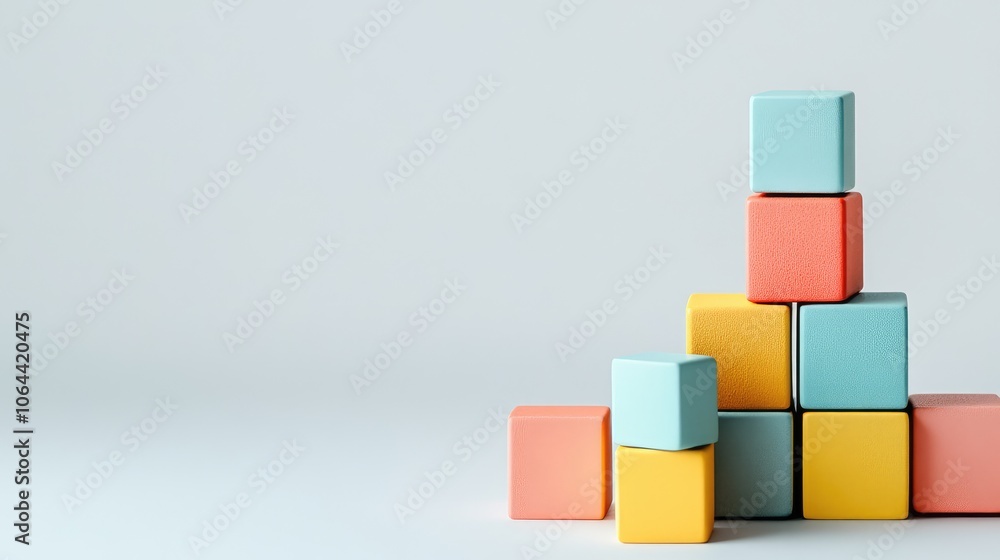 Obraz premium Colorful Building Blocks on Soft Background