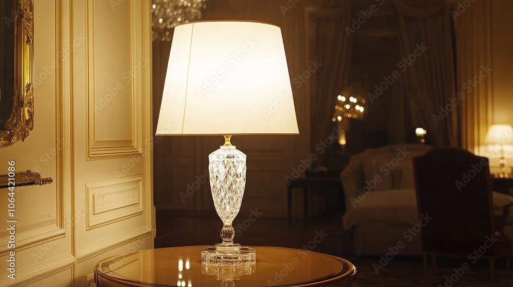 Elegant Crystal Lamp in Luxurious Interior Setting Elegant Crystal Lamp in Luxurious Interior Setting
