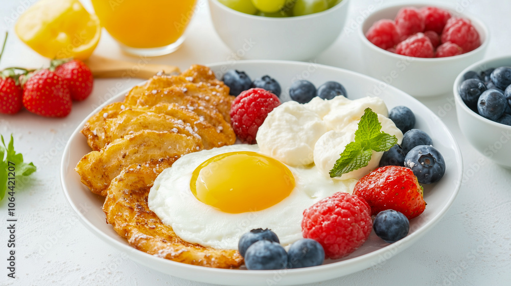Continental breakfast captured from above Continental breakfast captured from above