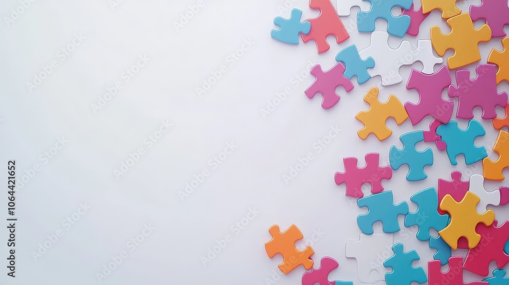Colorful Puzzle Pieces on a Light Background Colorful Puzzle Pieces on a Light Background