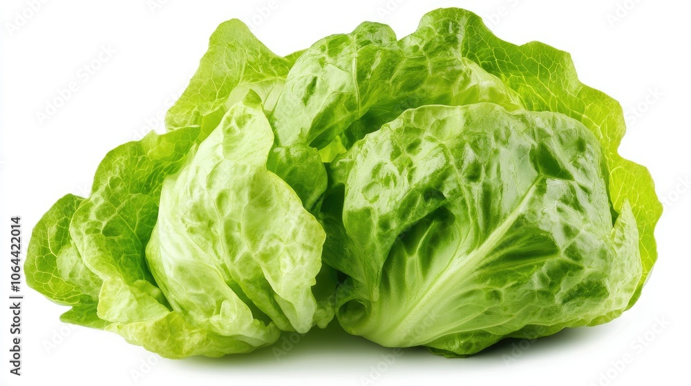 Fresh Green Lettuce Heads Isolated on White Background Fresh Green Lettuce Heads Isolated on White Background
