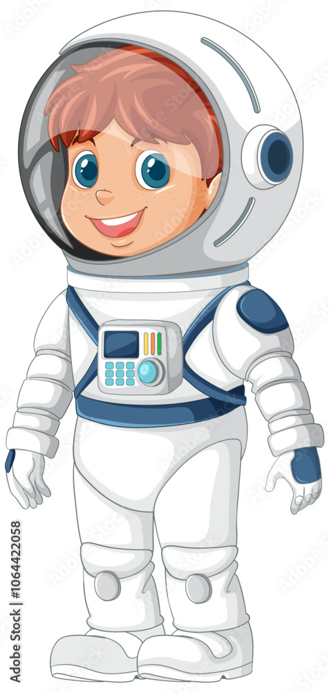 Happy Kid Astronaut in Spacesuit