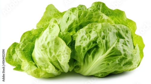 Fresh Green Lettuce Heads Isolated on White Background