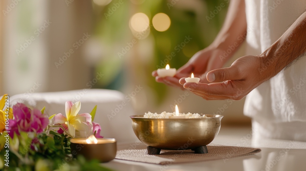 Create a relaxing ambience with soothing candles and flowers Create a relaxing ambience with soothing candles and flowers