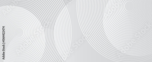 White geometric abstract background overlap layer on bright space with lines effect decoration. Modern graphic design element circles style concept for banner.