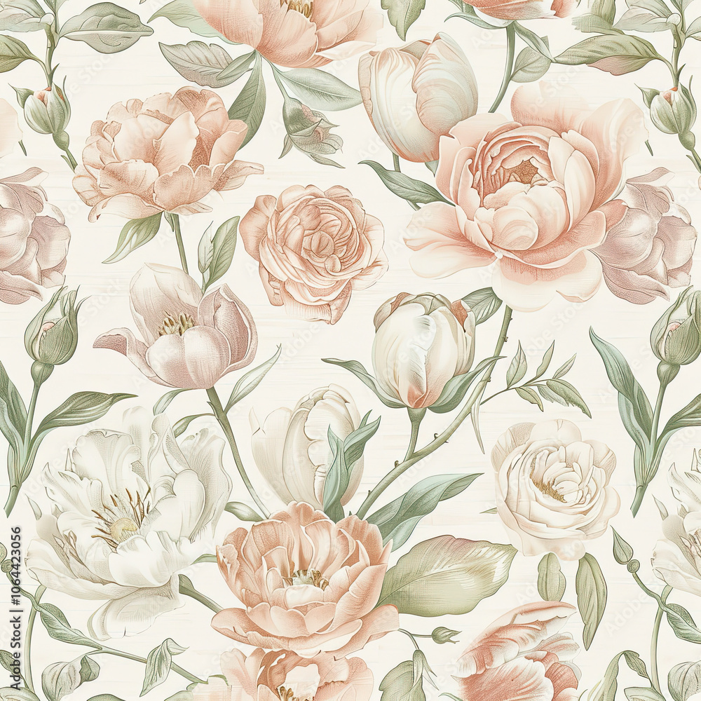Timeless Floral Pattern in Soft Peach and Blush