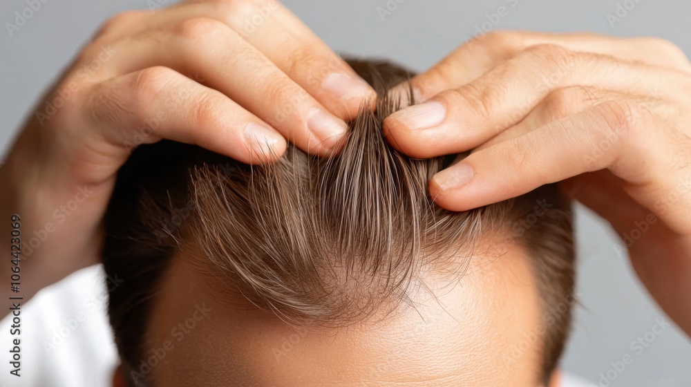 Fototapeta premium Men style their hair to enhance confidence and appearance