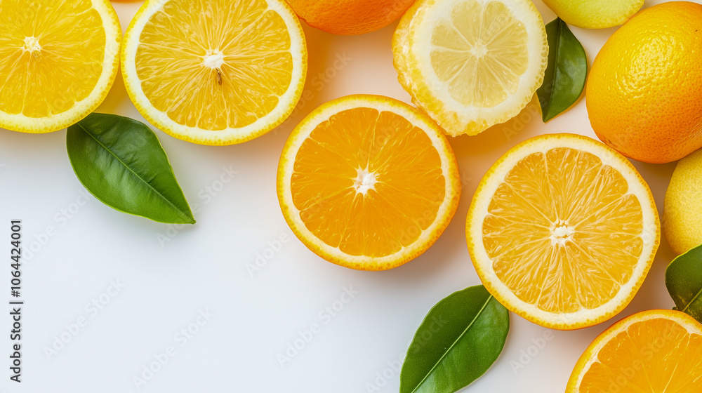 Cut citrus fruits for health and wellness on table Cut citrus fruits for health and wellness on table
