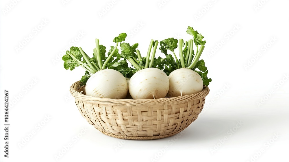 Fresh Turnips in a Woven Basket Arrangement Fresh Turnips in a Woven Basket Arrangement