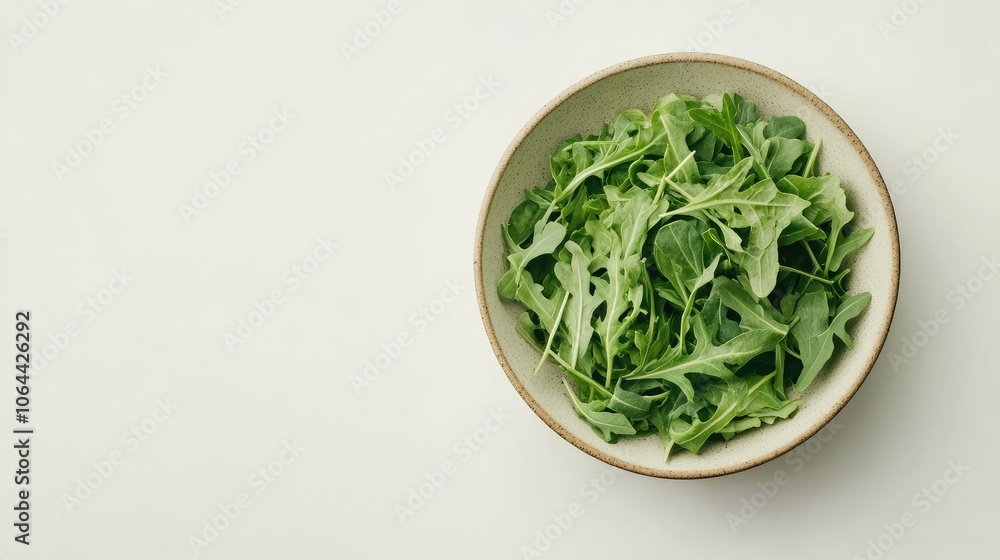Fresh Green Leafy Salad in Ceramic Bowl Fresh Green Leafy Salad in Ceramic Bowl