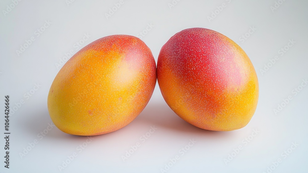 Bright and Colorful Mangoes on a Plain Background Bright and Colorful Mangoes on a Plain Background