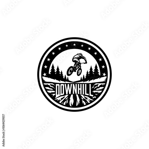 Mountain bike Silhouette logo. bicycle downhill vintage logo illustration vector