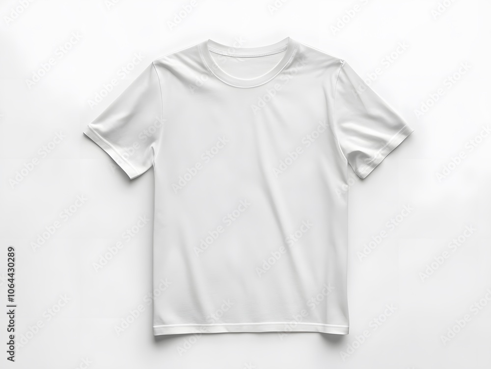 A plain white T-shirt isolated against a clean white background, creating a versatile and professional look for product photography. A plain white T-shirt isolated against a clean white background, creating a versatile and professional look for product photography.