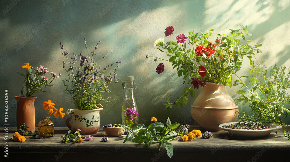 Rustic Wildflower Arrangement in Sunlit Still Life Rustic Wildflower Arrangement in Sunlit Still Life