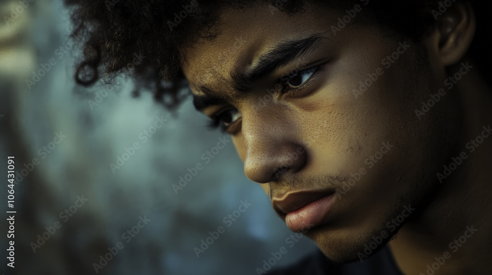 teenage boy looking away with sad expression, reflecting emotions teenage boy looking away with sad expression, reflecting emotions