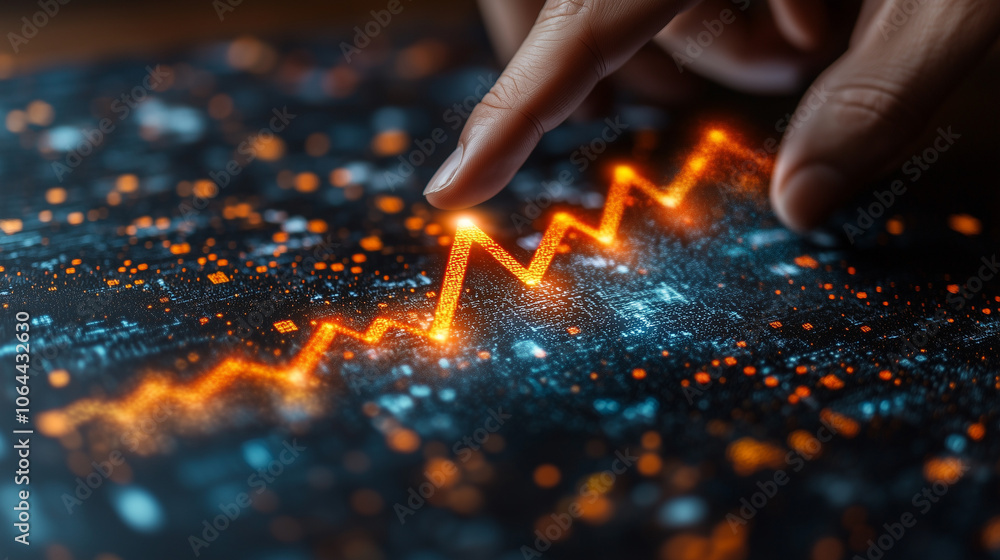 illustration of businessman touching a growth arrow illustration of businessman touching a growth arrow