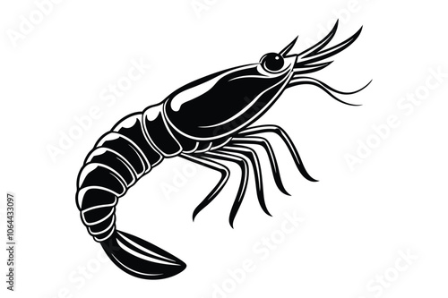 shrimp silhouette vector art illustration white background