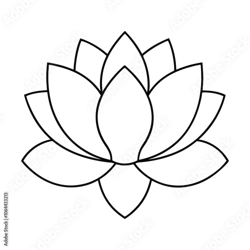 Minimalist Lotus Flower Line Art Vector Illustration - Elegant Floral Design