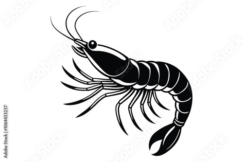 shrimp silhouette vector art illustration white background