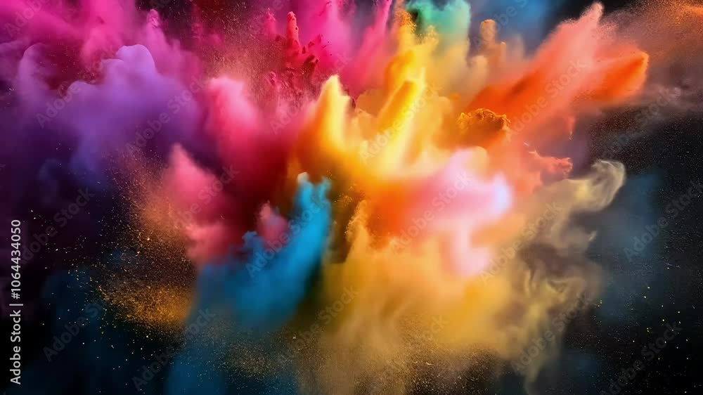 A vibrant explosion of colorful powders creating a dynamic and artistic visual effect, often used in celebrations or artistic expressions. A vibrant explosion of colorful powders creating a dynamic and artistic visual effect, often used in celebrations or artistic expressions.