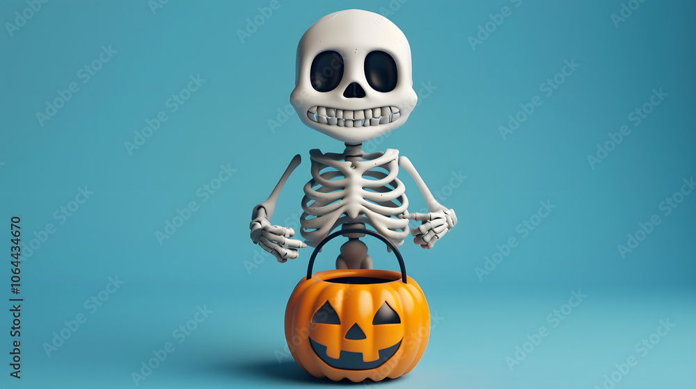 Skeleton cute halloween element 3D Skeleton cute halloween element 3D