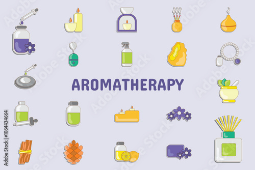 Aromatherapy Lineal Color Vector Illustration Icon Sticker Set Design Materials