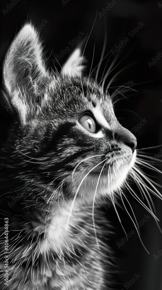 Close-up Portrait of a Curious Kitten in Black and White Close-up Portrait of a Curious Kitten in Black and White