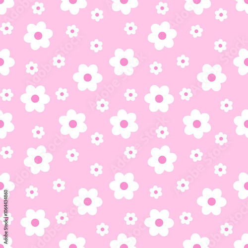 seamless pattern with pink flowers
