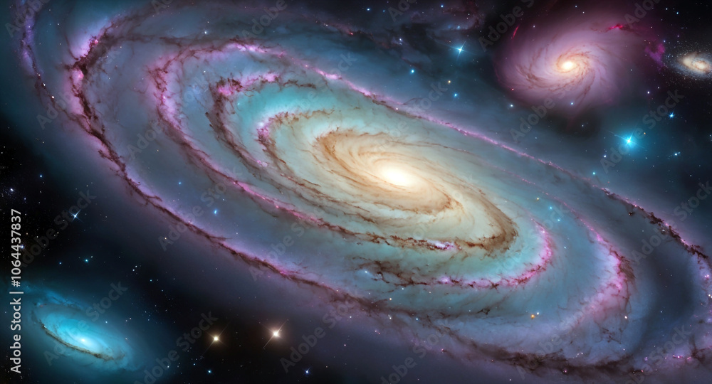 Eternal Whirlwind of Stars A Majestic Spiral Galaxy Bathed in Cosmic Nebulae and Starlit Wonders. Eternal Whirlwind of Stars A Majestic Spiral Galaxy Bathed in Cosmic Nebulae and Starlit Wonders.
