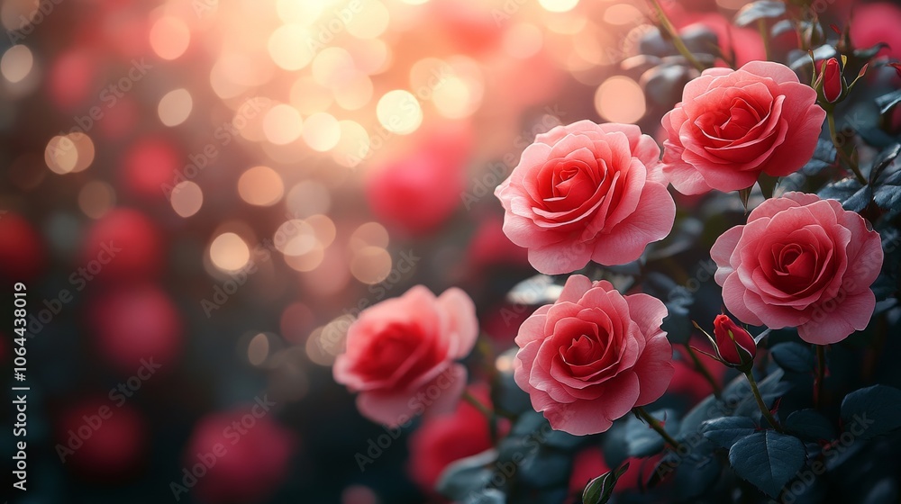 Blooming roses in a dreamy garden setting Blooming roses in a dreamy garden setting