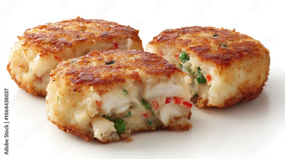 Delicious Crab Cakes on a White Background Delicious Crab Cakes on a White Background