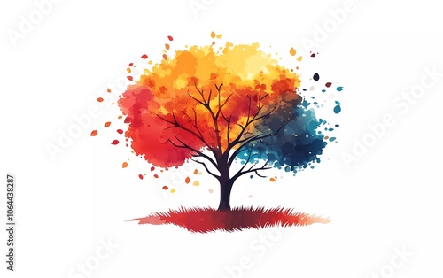 simple flat style tree design, with white background photo