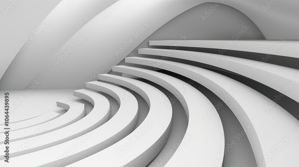 Fototapeta premium White Gray Perspective Stage Background - a unique and captivating visual. The white and gray stage backdrop with perspective creates an enchanting and alluring scene.