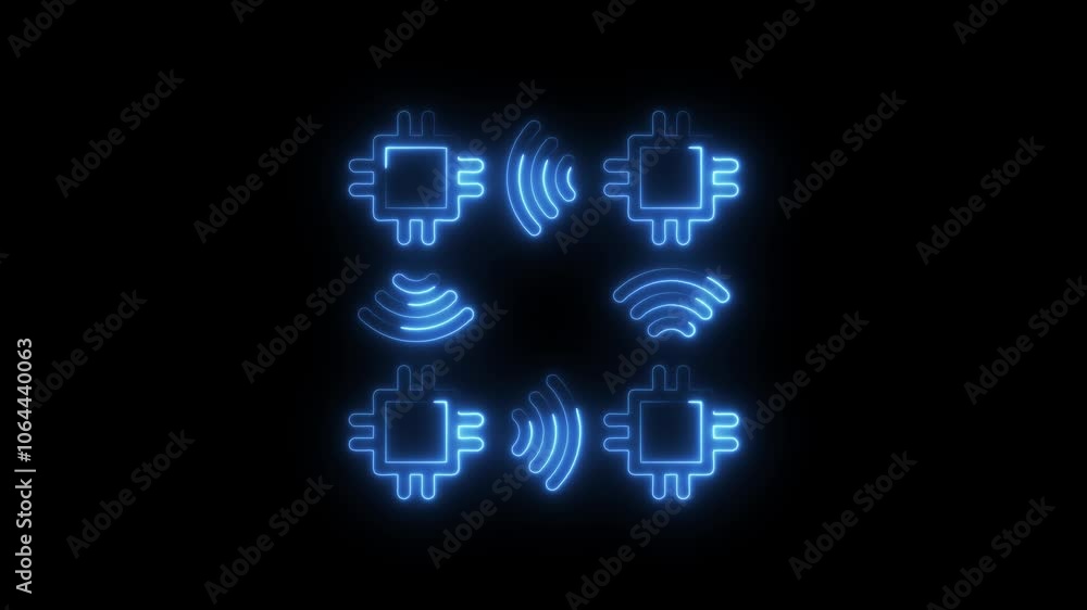 Neon Circuit and Signal Icon - Technology and Connectivity Concept Neon Circuit and Signal Icon - Technology and Connectivity Concept