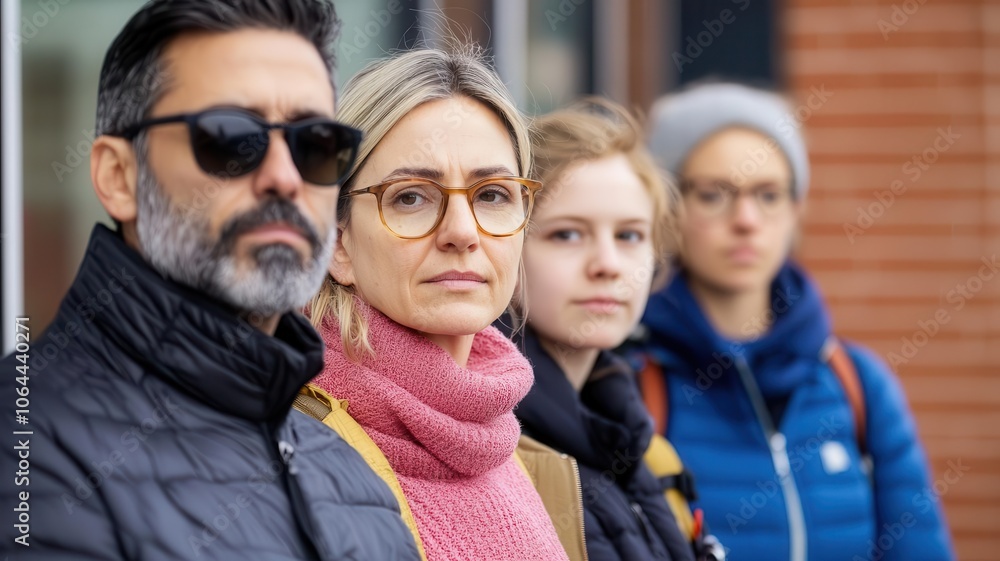Group of parents waiting outside the school to pick up their children after a disease outbreak warning parental concern, school health crisis Group of parents waiting outside the school to pick up their children after a disease outbreak warning parental concern, school health crisis