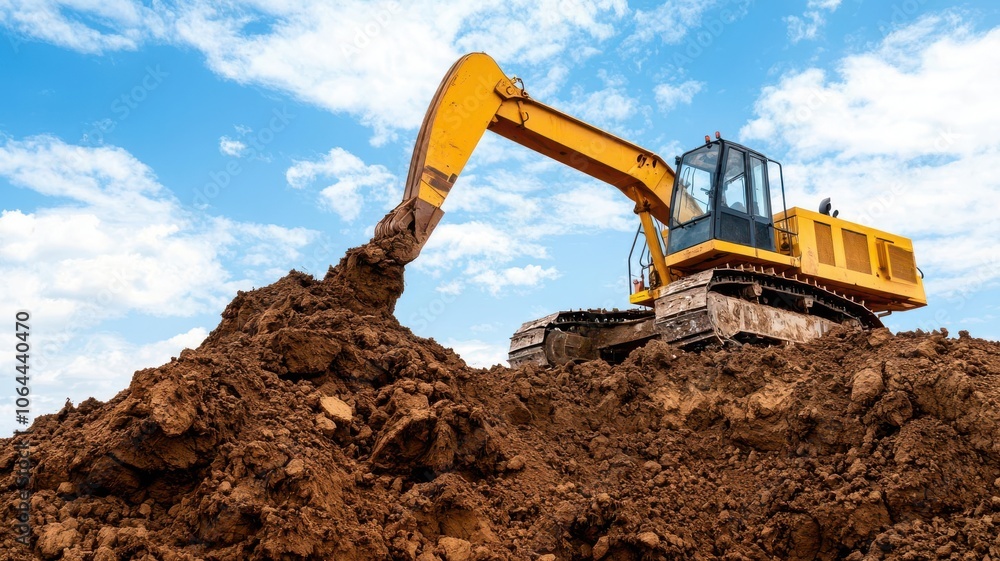Heavy machinery digging in an oil sands operation, extracting crude from the earth oil sands, extraction site, industrial machinery Heavy machinery digging in an oil sands operation, extracting crude from the earth oil sands, extraction site, industrial machinery
