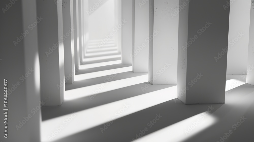 Obraz premium White Gray Perspective Stage Background - a unique and captivating visual. The white and gray stage backdrop with perspective creates an enchanting and alluring scene.