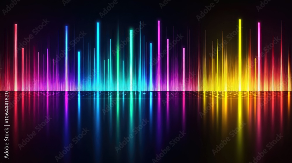 Colorful Sound Waves on a Dark Background Colorful Sound Waves on a Dark Background
