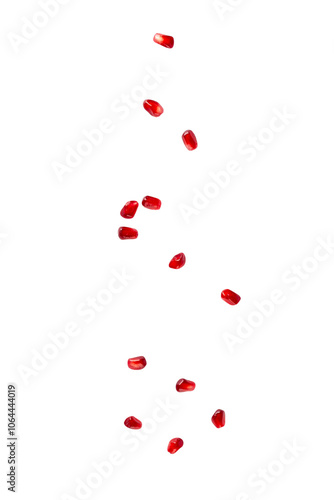 Falling Pomegranate seeds cutout, full depth of field.