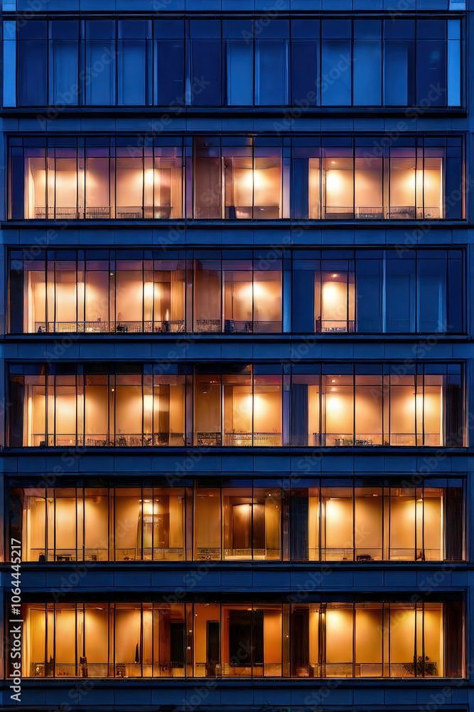 the AI Image Generator, Modern Office Buildings at Dusk the AI Image Generator, Modern Office Buildings at Dusk