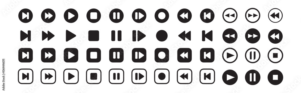 Media player icons. Music, interface, design media player buttons collection. Vector Illustration EPS 10 Media player icons. Music, interface, design media player buttons collection. Vector Illustration EPS 10