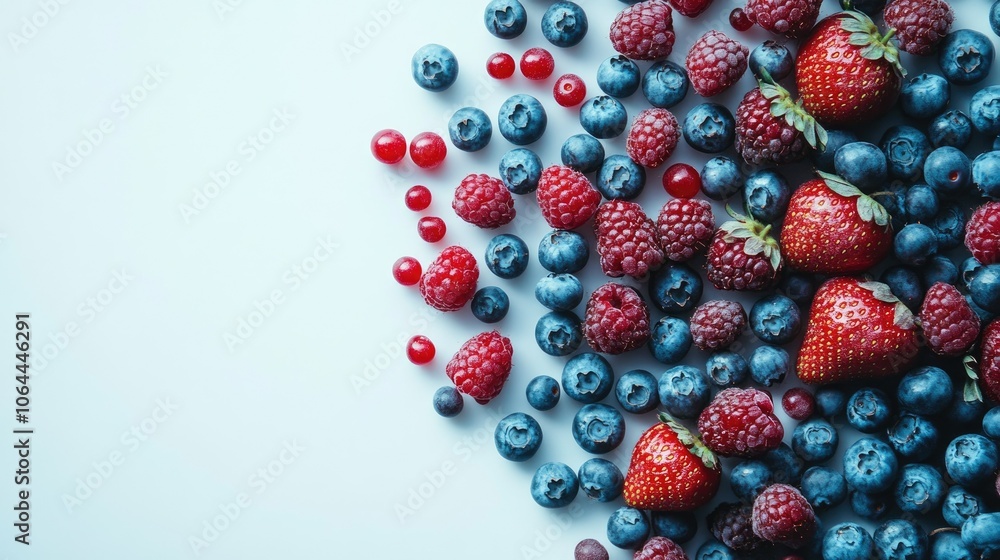 Fresh Berries on a Light Blue Background Fresh Berries on a Light Blue Background